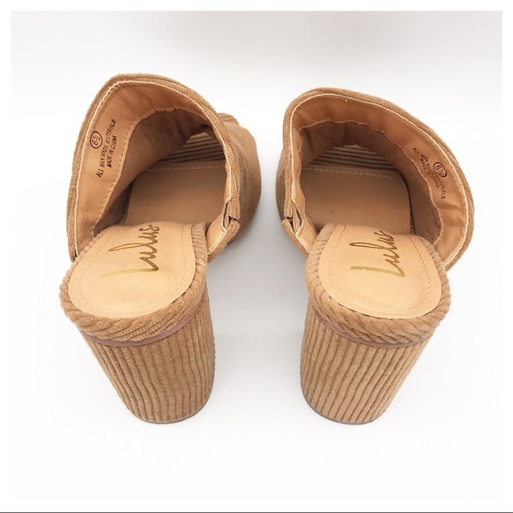 Lulus Raelynn Corduroy Peep-Toe Mules Size 6.5 - Picture 7 of 12